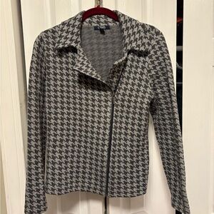 Chaps Women's Houndstooth Blazer in Black and Gray